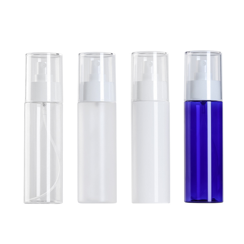 Xumin en stock al por mayor transparente botella de spray para mascotas 100ml botella de loción esmerilado cubierta completa blanco sub-botella de la bomba de presión
