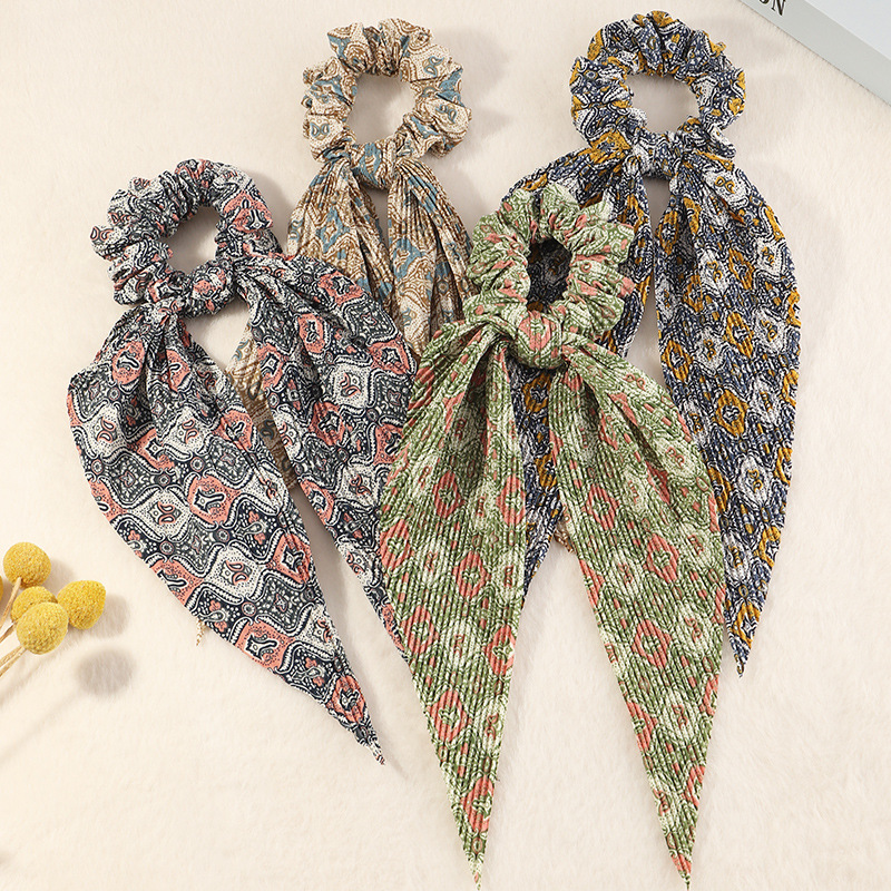 Retro Color Bohemian Palace Style Long Swallowtail Ribbon Hair Scrunchies display picture 1