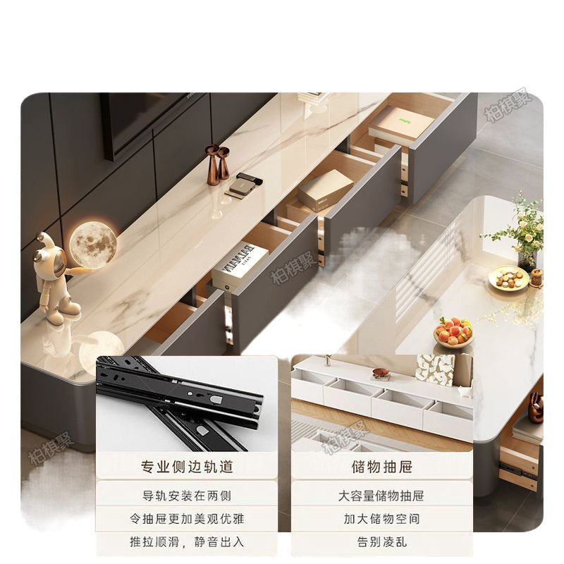 Gabinete de televisión mezcla de mesa de té gruesa moderna y simple mesa de té de casa pequeña gabinete de televisión de lujo ligero sala de estar gabinete de piso doméstico