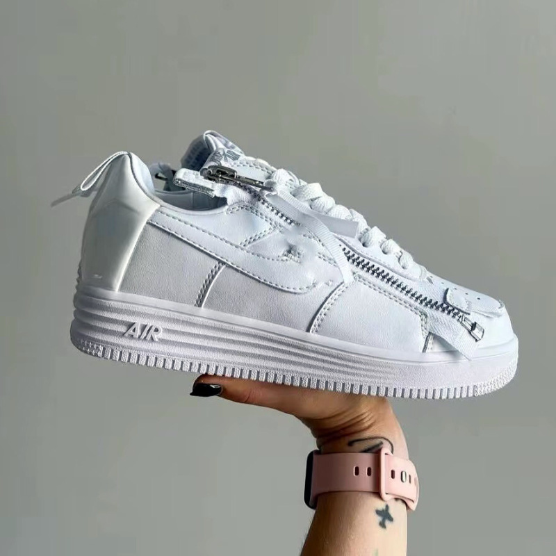 High-Quality Lunar Force 1 Zip-Up Deconstructed Air Force One Collaboration Sneakers for Men and Women, Versatile Sports Shoes