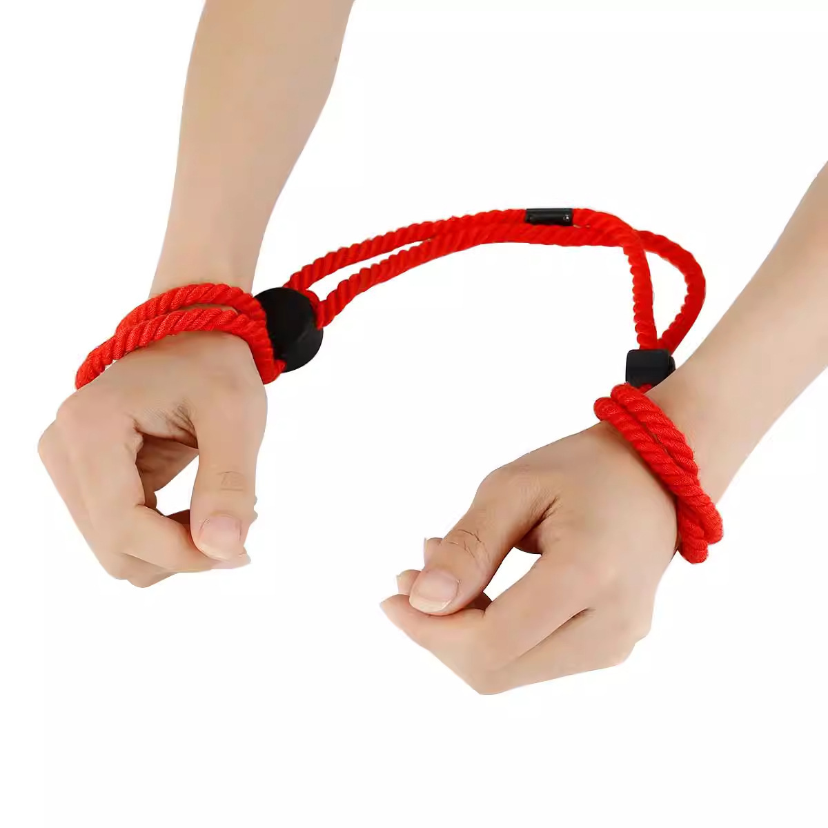 Adjustable Cotton Rope Handcuffs for Adults, Black Bondage Restraint Accessory — detail image 2
