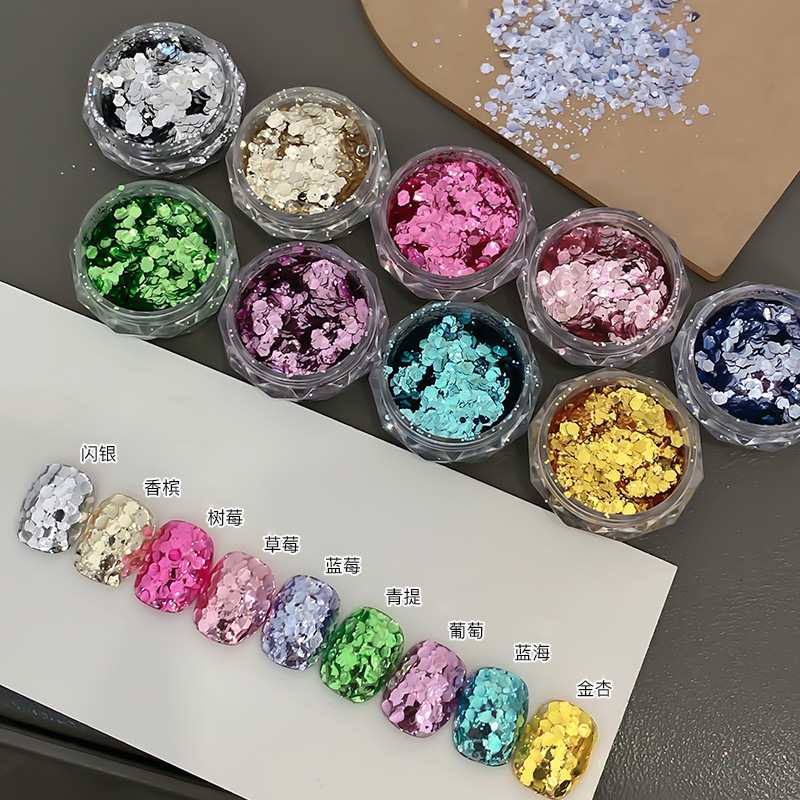 彩色亮片美甲饰品爆闪超薄闪粉亮片脚趾甲显白贴片穿戴甲指甲装饰|undefined