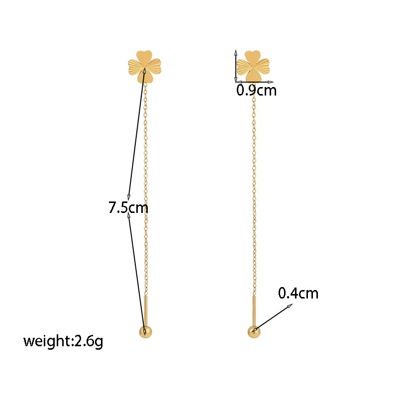 【xke0284】flower-shaped four-leaf clover ear wire gold