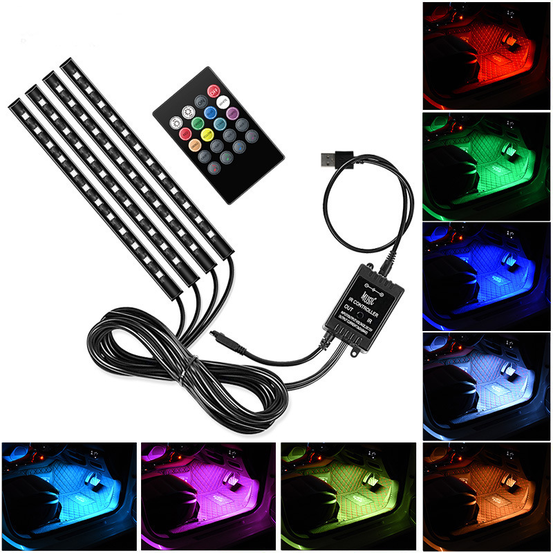 Luz de atmósfera de automóviles USB luz de inducción de control de voz de automóviles lámpara de pie lámpara decorativa