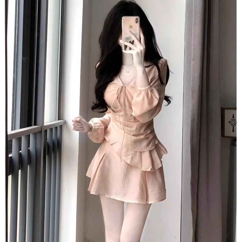 温柔系炸街奶乖套装淑女气质减龄上衣半身裙两件套夏装搭配一整套