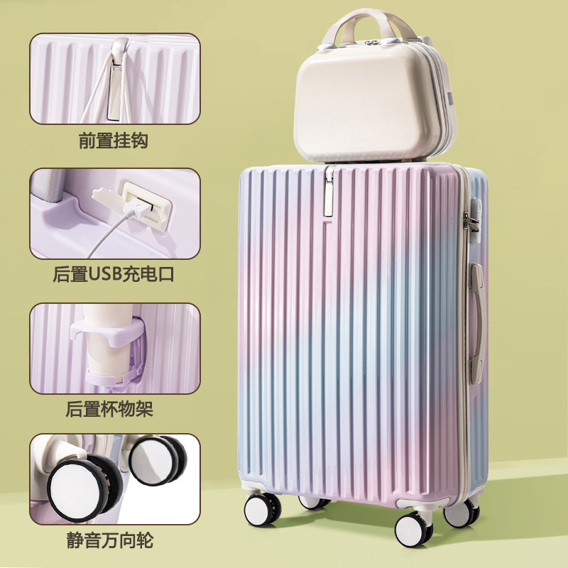 Mujeres japonesas de moda, color gradiente, maleta fresca, 28 maletas de viaje de contraseña de estudiantes