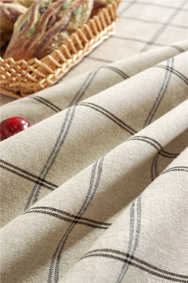 Cafe Double-line Plaid Cotton-polyester-linen Tassel Geometric Rectangular Dining And Coffee Table Tablecloth, Available_voghion.com