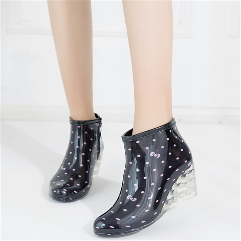 Women's High Heel Short Rain Shoes Glass Heel Rain Boots Women's Fashion Korean Style Water Shoes Rubber Shoes Low Tube Overshoes Women's Single Rain Shoes Women's High Heel Short Rain Shoes Glass Heel Rain Boots Women's Fashion Korean Style Water Shoes Rubber Shoes Low Tube Overshoes Women's Single Rain Shoes