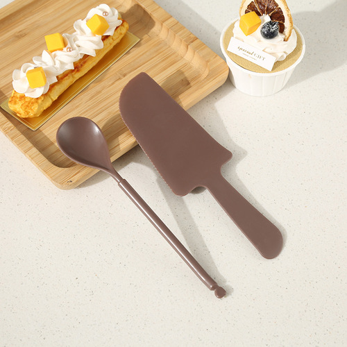 Cake knife and spatula set birthday cake disposable turner baking cake shop cutting knife plastic tableware wholesale