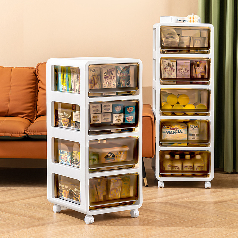 Household large-capacity multi-layer storage box with wheels drawer-type living room storage cabinet bedroom clothes miscellaneous storage cabinet
