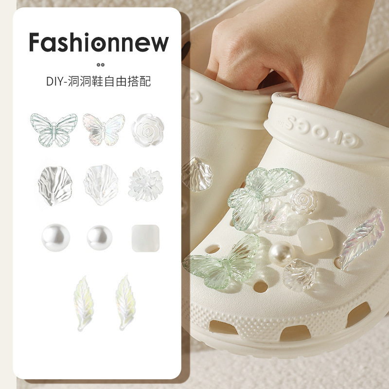 Hole Shoes Buckle Accessories Pearl Butterfly Cross Shoes Flower DIY Accessories Hole Shoes Shoes Three-dimensional Decorations New