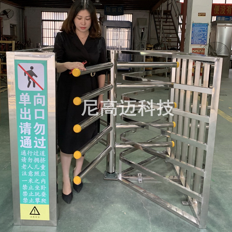 加厚不锈钢单行道闸饭堂宾馆健身馆单向旋转门车站只出不进滚轴机