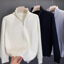 春秋季男士立领毛衣韩版潮流宽松开衫拉链厚款针织衫休闲百搭外套