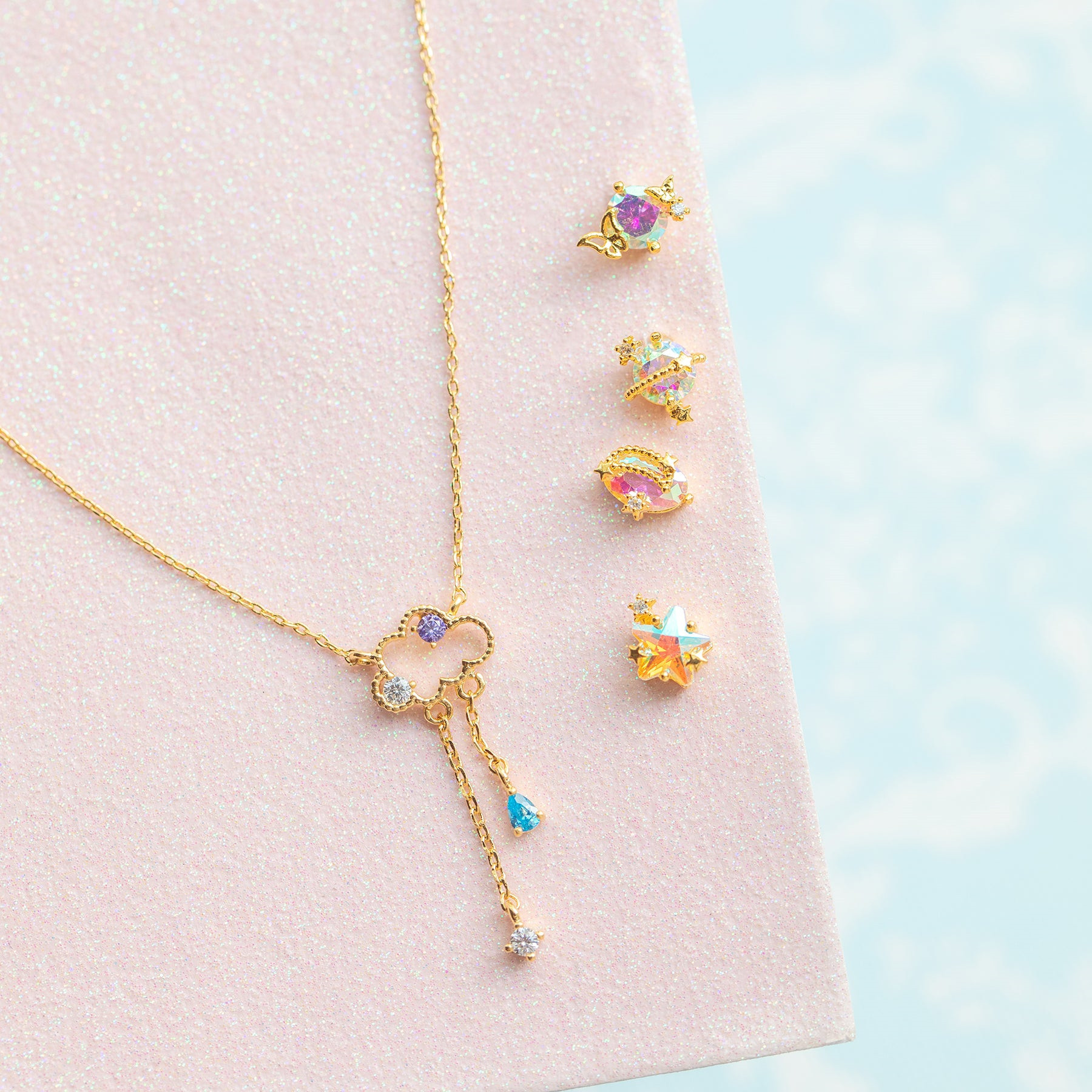 Fashion Constellation Brass Ear Studs Star Gem Copper Earrings