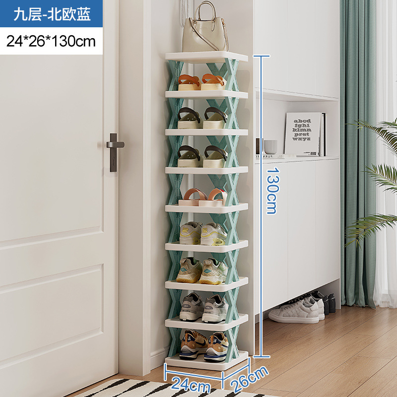 Estante para zapatos, puerta del hogar, artefacto de almacenamiento de entrada simple, que ahorra espacio, partición en capas, armario de zapatos pequeño y estrecho de plástico multicapa