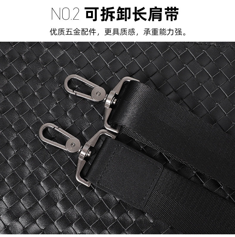 Túi công sở nam da bò lớp đầu đan sọc, cặp da thật đựng laptop 15,6 inch dung lượng lớn 40×13×29 cm — Lớp lót nỉ cao cấp màu đen chi tiết 8
