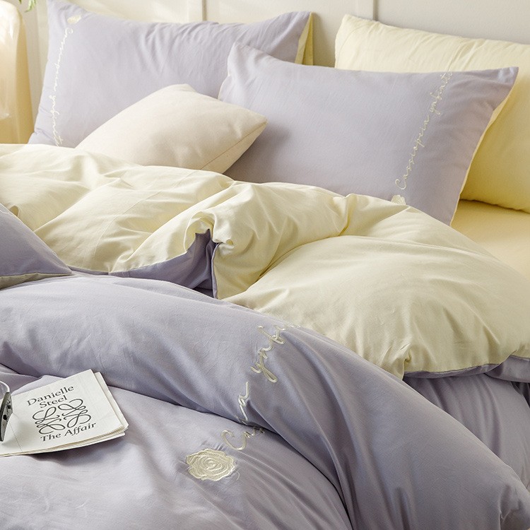 ins algodón puro cuatro piezas simple bordado sábanas de algodón cubierta de colcha de tres piezas para una sola persona 2025 nueva ropa de cama