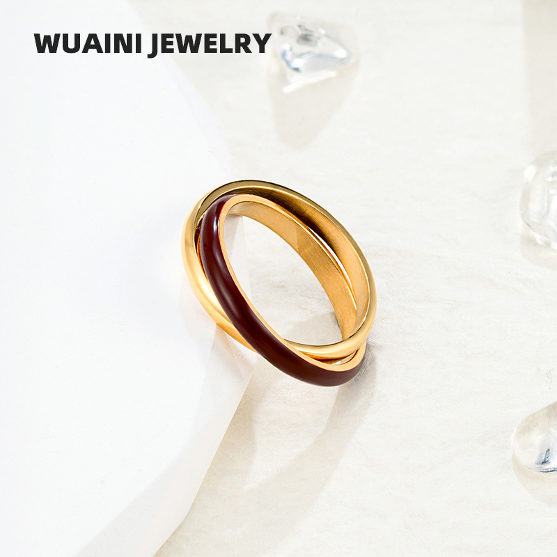 Women's Gender Wholesale Jewelry Elegant Simple Style Geometric Titanium Steel Enamel Rings