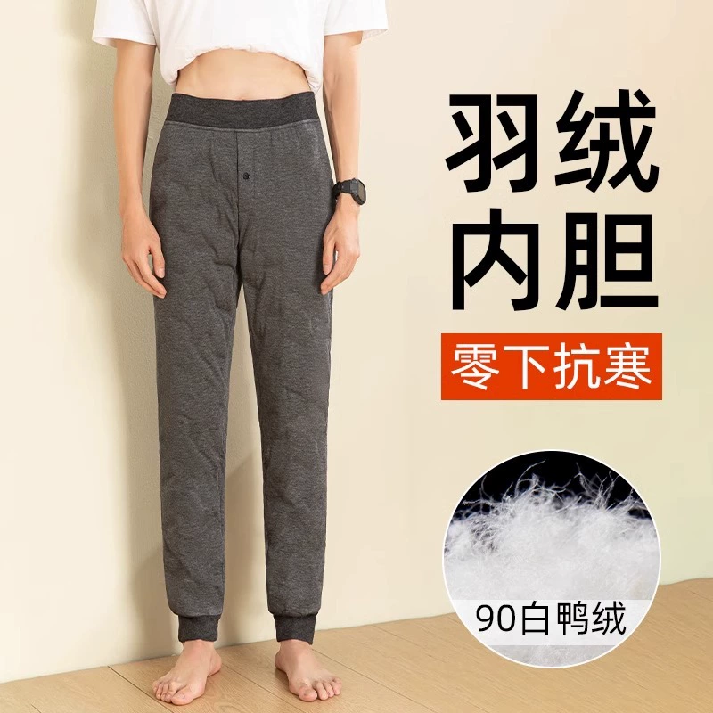 Мужские легкие пуховые брюки, зима 2025, новые внутренние хлопковые брюки, северо-восточный Харбин, морозостойкая внутренняя подкладка, облегающий крой, теплые