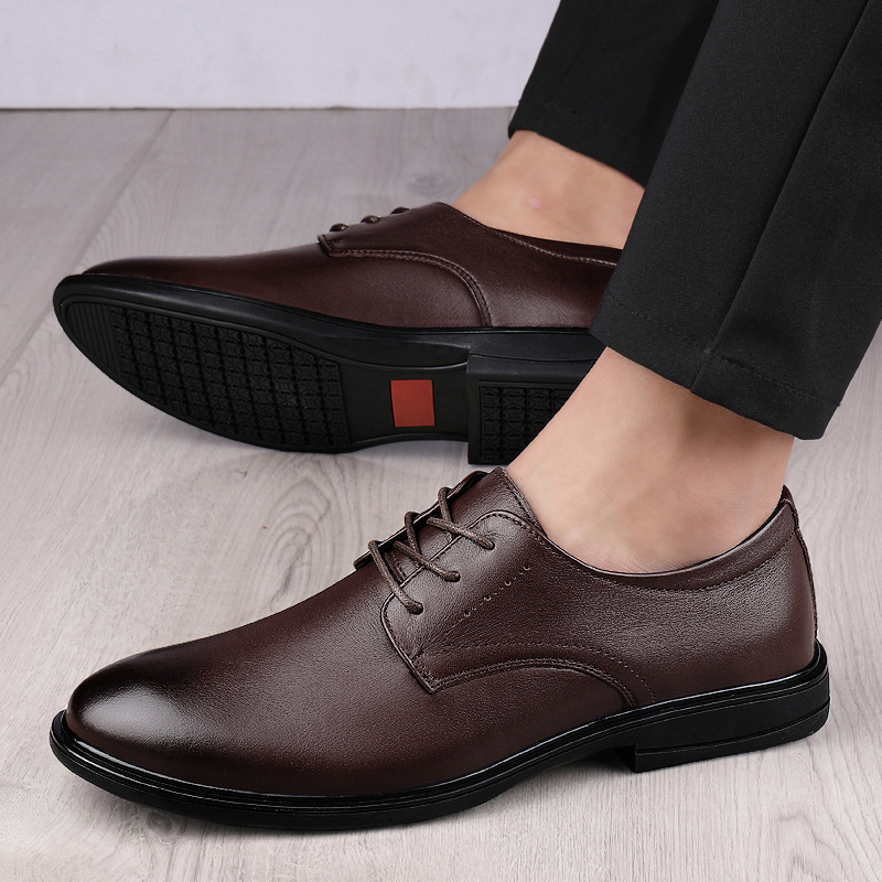 Nuevos zapatos de cuero formal de cuero de cabeza de oficina zapatos de cuero casuales comerciales para hombres zapatos de derby simples de cuatro estaciones image 6