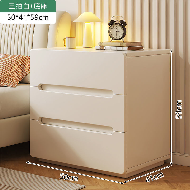 [원목 생태보드] 서랍 3개, 크림화이트 + 베이스 50cm