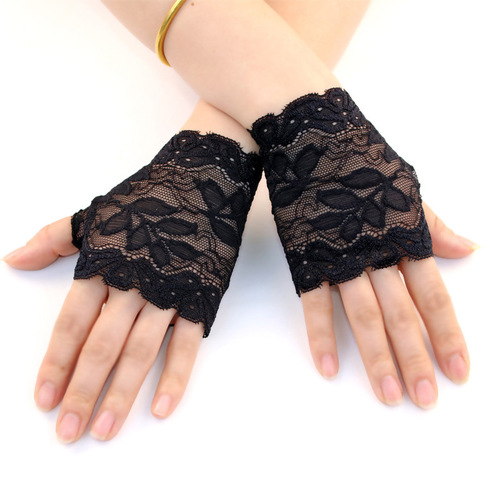 Summer thin-layer sun protection gloves outdoor electric scooter lace half-finger gloves wedding decoration bridesmaid gloves