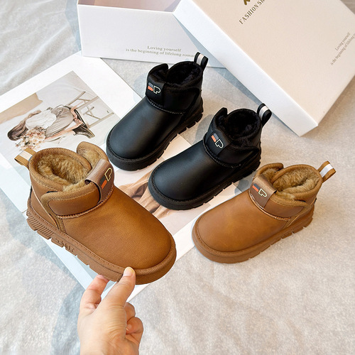 Children's snow boots, waterproof winter cotton shoes and velvet cotton boots, boys 'winter shoes, warm shoes, winter thick fur shoes,