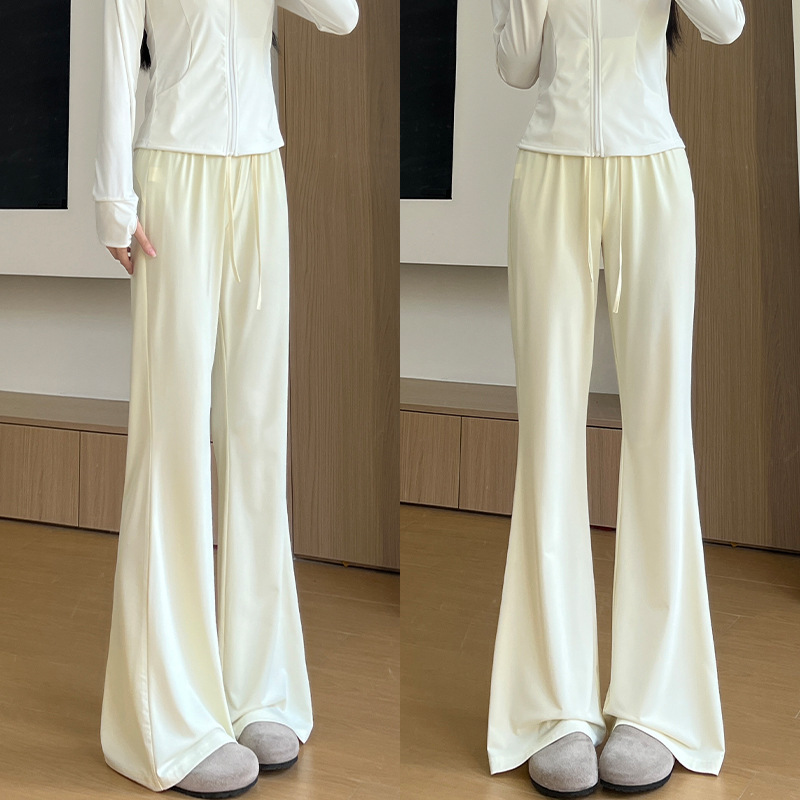 Yellow Sun Protection Bootcut Pants for Women Summer Thin 2025 New High-Waist Slimming Look Petite Sports Quick-Drying Flared Pants