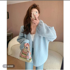 韩版宽松慵懒风软糯灯笼袖毛衣外套女25秋冬新款百搭针织开衫上衣