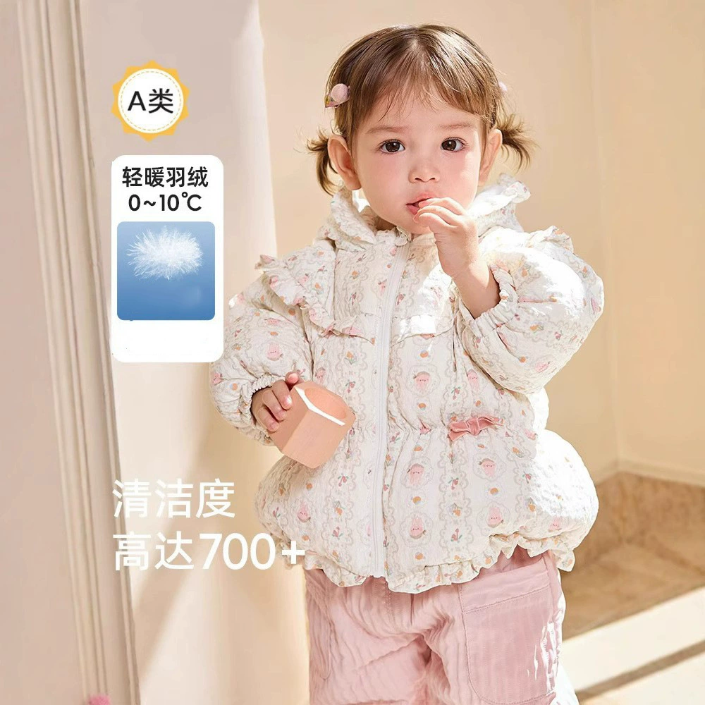 Детская детская пуховик для девочек Детская зимняя короткая куртка для детей теплая 2024 новая милая