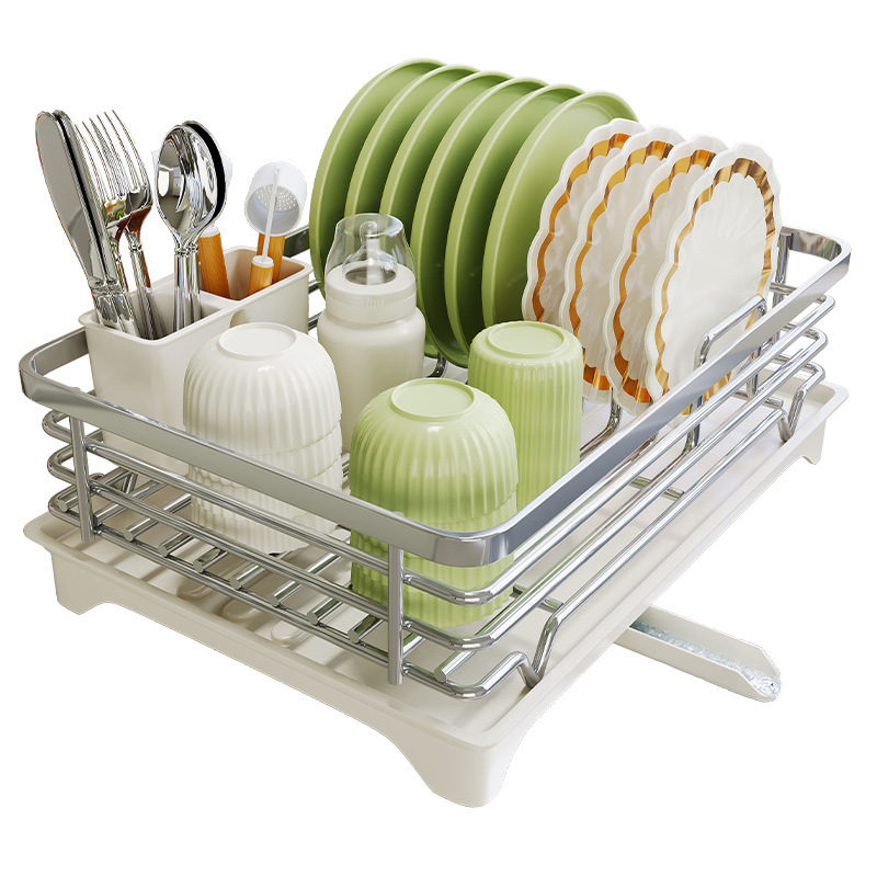 Estante de cocina 304 platos de acero inoxidable estante de drenaje fregadero cubierta de platos y palillos estante de almacenamiento de platos