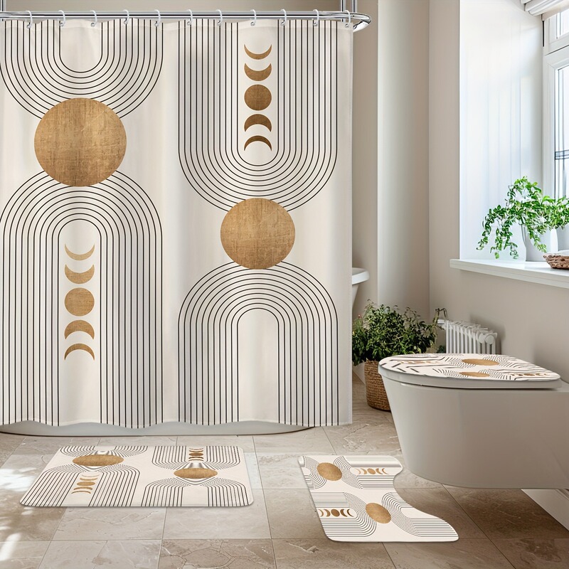Shein Cross-Border E-Commerce Medieval Shower Curtain Modern Sun Arch Moon Phase Bathroom Accessories United States Europe North America