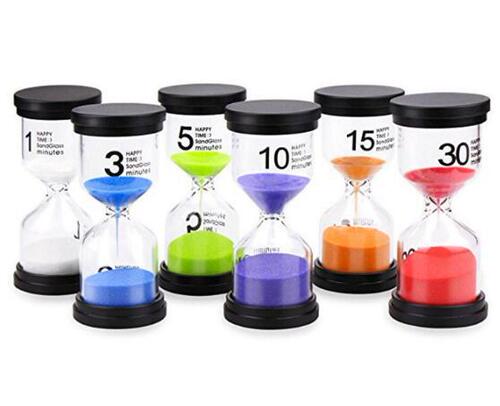 Factory direct sales wholesale and retail hourglass 6 sets timer exquisite ornaments creative gifts black cover small hourglass