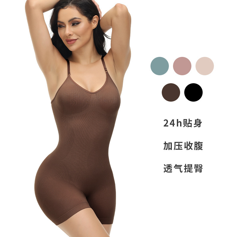 Foreign trade plus size postpartum recovery correction jumpsuit thin waist seamless corset high elastic open body shaping garment