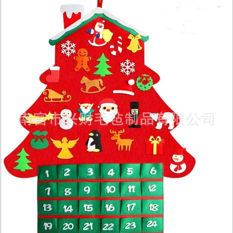新品フェルトクリスマスカウントダウンカレンダー不織布クリスマスペンダント装飾クリスマスカレンダー|undefined