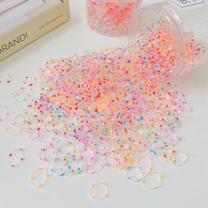 Banda de goma desechable para el cabello no lastimado Anillo de goma para trenza de niña Banda de goma Color Valor de alta cuerda elástica para el cabello Tocado