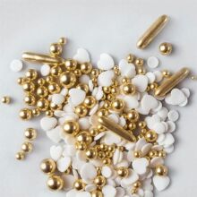 蛋糕装饰糖珠金色珍珠白色切片圆形心形生日烘焙冰淇淋节日西点