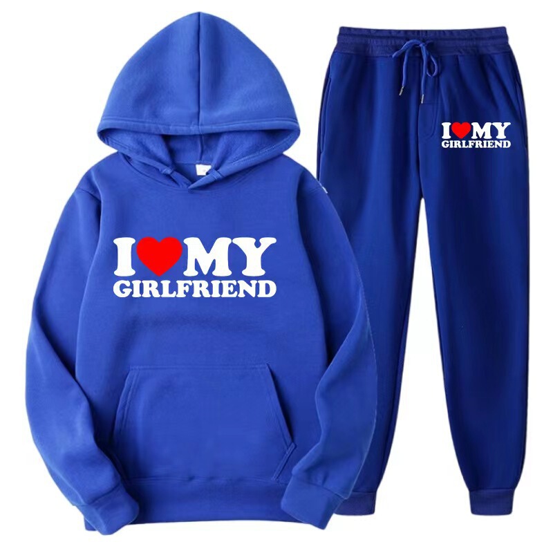 I love my girlfriend love cross-border Amazon peripheral hooded sweater men and women casual loose sweater suit I love my girlfriend love cross-border Amazon peripheral hooded sweater men and women casual loose sweater suit