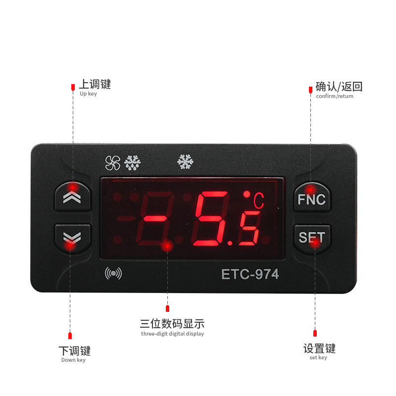 ETC-974 temperature controller refrigeration defrost fan double sensing line cold storage refrigerator digital thermostat