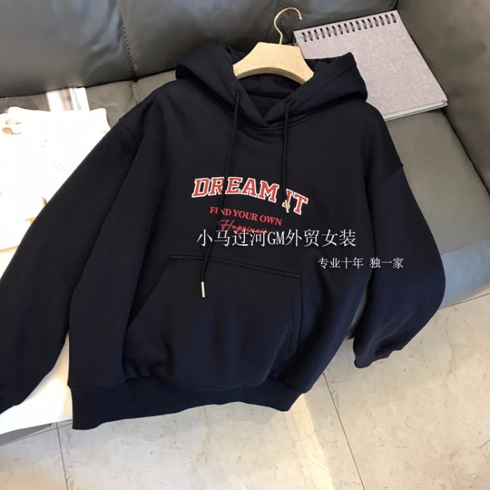 卫衣女2025春秋新款潮牌设计感小众宽松气质加绒韩版连帽卫衣|undefined