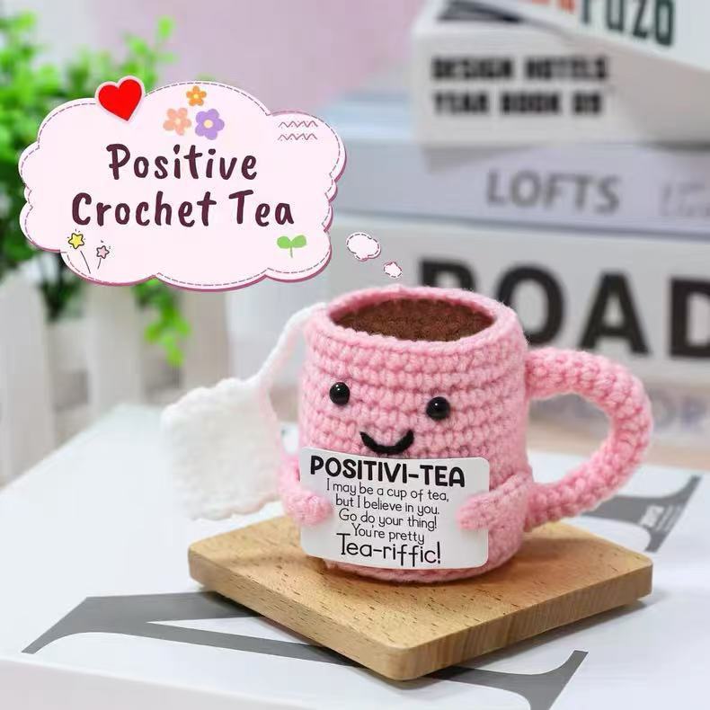 新款可爱毛线玩偶成品手工钩织啤酒杯茶杯咖啡杯正能量摆件|undefined
