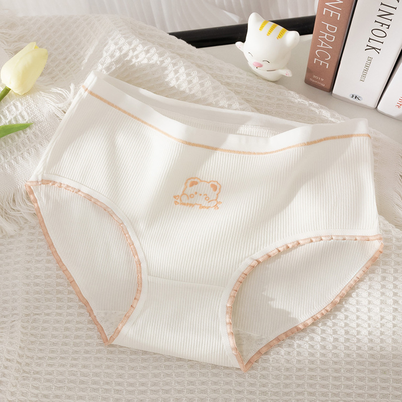 Ropa interior de algodón Niña antibacteriano entrepierna transpirable escritos lindos japoneses pantalones cortos cabeza Mediados de cintura sin costuras ropa interior de niña verano