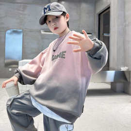天才鲸 男童卫衣春秋款2025新款韩版渐变儿童打底衫秋装男孩上衣