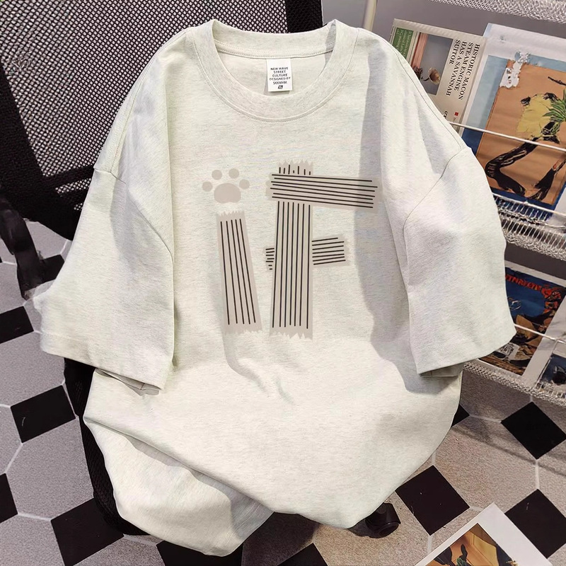 Exclusively for Overseas Wholesale~ American-Style Pure Cotton Heavyweight Printed Short-Sleeve T-Shirts for Men and Women, Summer 2026 Tops, Couple Style