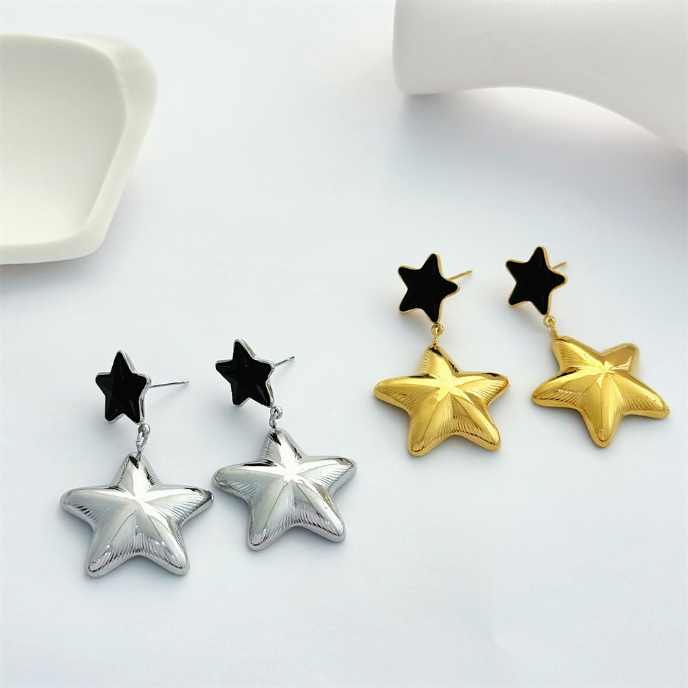 1 Pair Star Retro 304 Stainless Steel Drop Earrings display picture 1