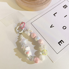 Creative and interesting bear bead chain hanging chain accessories universal mobile phone case mobile phone lanyard handmade beaded keychain