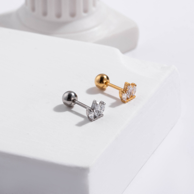 Holiday, Street Occasion 316L Stainless Steel , Copper Material 1 Piece 316L Stainless Steel Copper Zircon Ear Cartilage Rings & Studs Snake Waterproof Non Tarnish Surgical Steel Women'S
