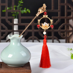 Ancient-style West Lake Pavilion lantern tassels hairpin glowing rabbit-shaped lamp, hairpin, Hanfu hairpin, coiled hair headwear, hair accessories