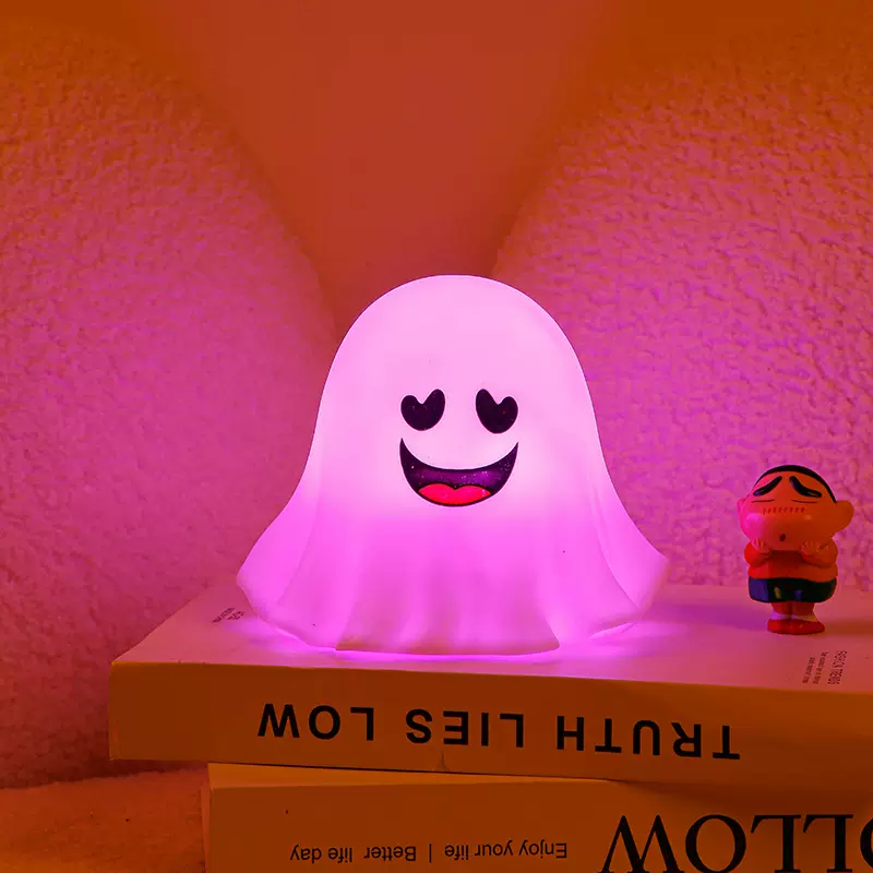 万圣节热卖16色七彩变色拍拍灯充电款装饰灯 南瓜幽灵小夜灯led灯