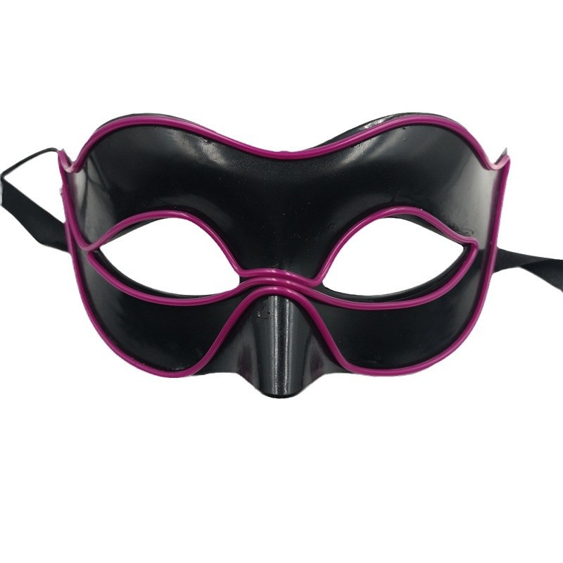 Fabricantes de máscaras luminosas extrañas de fiesta de Halloween ofrecen máscaras luminosas clásicas de mitad de cara.